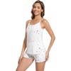 image:imageWiWi Womens Pajama Sets Viscose from Bamboo Shorts Pj Set Cooling Sleeveless 2 Piece Sleepwear SXXLAwhite Stars