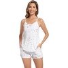 image:imageWiWi Womens Pajama Sets Viscose from Bamboo Shorts Pj Set Cooling Sleeveless 2 Piece Sleepwear SXXLAwhite Stars