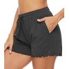 image:imageWiWi Womens Pajama Shorts Loose Comfy Pajamas Bottoms Lightweight Viscose from Bamboo Sleepwear SXXLEehareoal Heather