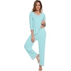 image:imageWiWi Womens Pajamas Set Loungewear Bamboo from Viscose 34 Sleeve Tops and Soft Pants Set with Pocket SXXLAqua