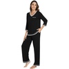 image:imageWiWi Womens Pajamas Set Loungewear Bamboo from Viscose 34 Sleeve Tops and Soft Pants Set with Pocket SXXLBlack