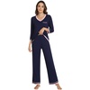 image:imageWiWi Womens Pajamas Set Loungewear Bamboo from Viscose 34 Sleeve Tops and Soft Pants Set with Pocket SXXLNavy