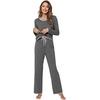 image:imageWiWi Womens Pajamas Set Soft Long Sleeve Tops and Pants Viscose from Bamboo Sleepwear Lightweight Pj Loungewear SXXLA Heather Grey