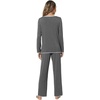 image:imageWiWi Womens Pajamas Set Soft Long Sleeve Tops and Pants Viscose from Bamboo Sleepwear Lightweight Pj Loungewear SXXLA Heather Grey
