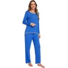 image:imageWiWi Womens Pajamas Set Soft Long Sleeve Tops and Pants Viscose from Bamboo Sleepwear Lightweight Pj Loungewear SXXLAbright Blue