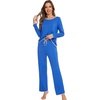 image:imageWiWi Womens Pajamas Set Soft Long Sleeve Tops and Pants Viscose from Bamboo Sleepwear Lightweight Pj Loungewear SXXLAbright Blue