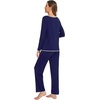image:imageWiWi Womens Pajamas Set Soft Long Sleeve Tops and Pants Viscose from Bamboo Sleepwear Lightweight Pj Loungewear SXXLAnavy
