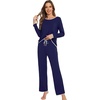 image:imageWiWi Womens Pajamas Set Soft Long Sleeve Tops and Pants Viscose from Bamboo Sleepwear Lightweight Pj Loungewear SXXLAnavy