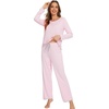image:imageWiWi Womens Pajamas Set Soft Long Sleeve Tops and Pants Viscose from Bamboo Sleepwear Lightweight Pj Loungewear SXXLApink
