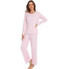 image:imageWiWi Womens Pajamas Set Soft Long Sleeve Tops and Pants Viscose from Bamboo Sleepwear Lightweight Pj Loungewear SXXLApink