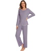 image:imageWiWi Womens Pajamas Set Soft Long Sleeve Tops and Pants Viscose from Bamboo Sleepwear Lightweight Pj Loungewear SXXLAviolet