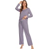 image:imageWiWi Womens Pajamas Set Soft Long Sleeve Tops and Pants Viscose from Bamboo Sleepwear Lightweight Pj Loungewear SXXLAviolet