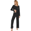 image:imageWiWi Womens Pajamas Set Soft Long Sleeve Tops and Pants Viscose from Bamboo Sleepwear Lightweight Pj Loungewear SXXLBblack
