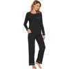 image:imageWiWi Womens Pajamas Set Soft Long Sleeve Tops and Pants Viscose from Bamboo Sleepwear Lightweight Pj Loungewear SXXLBblack