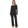 image:imageWiWi Womens Pajamas Set Soft Long Sleeve Tops and Pants Viscose from Bamboo Sleepwear Lightweight Pj Loungewear SXXLBblack