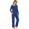 image:imageWiWi Womens Pajamas Set Soft Long Sleeve Tops and Pants Viscose from Bamboo Sleepwear Lightweight Pj Loungewear SXXLBblue Depth