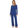 image:imageWiWi Womens Pajamas Set Soft Long Sleeve Tops and Pants Viscose from Bamboo Sleepwear Lightweight Pj Loungewear SXXLBblue Depth