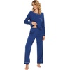 image:imageWiWi Womens Pajamas Set Soft Long Sleeve Tops and Pants Viscose from Bamboo Sleepwear Lightweight Pj Loungewear SXXLBblue Depth