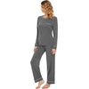 image:imageWiWi Womens Pajamas Set Soft Long Sleeve Tops and Pants Viscose from Bamboo Sleepwear Lightweight Pj Loungewear SXXLBdark Heather Grey