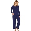 image:imageWiWi Womens Pajamas Set Soft Long Sleeve Tops and Pants Viscose from Bamboo Sleepwear Lightweight Pj Loungewear SXXLBnavy