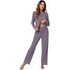 image:imageWiWi Womens Pajamas Set Soft Long Sleeve Tops and Pants Viscose from Bamboo Sleepwear Lightweight Pj Loungewear SXXLBviolet