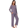 image:imageWiWi Womens Pajamas Set Soft Long Sleeve Tops and Pants Viscose from Bamboo Sleepwear Lightweight Pj Loungewear SXXLBviolet