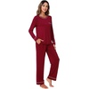 image:imageWiWi Womens Pajamas Set Soft Long Sleeve Tops and Pants Viscose from Bamboo Sleepwear Lightweight Pj Loungewear SXXLBwine Red