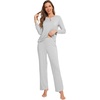 image:imageWiWi Womens Pajamas Set Soft Long Sleeve Tops and Pants Viscose from Bamboo Sleepwear Lightweight Pj Loungewear SXXLCash Grey