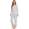 image:imageWiWi Womens Pajamas Set Soft Long Sleeve Tops and Pants Viscose from Bamboo Sleepwear Lightweight Pj Loungewear SXXLCash Grey