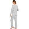 image:imageWiWi Womens Pajamas Set Soft Long Sleeve Tops and Pants Viscose from Bamboo Sleepwear Lightweight Pj Loungewear SXXLCash Grey