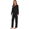 image:imageWiWi Womens Pajamas Set Soft Long Sleeve Tops and Pants Viscose from Bamboo Sleepwear Lightweight Pj Loungewear SXXLCblack