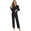 image:imageWiWi Womens Pajamas Set Soft Long Sleeve Tops and Pants Viscose from Bamboo Sleepwear Lightweight Pj Loungewear SXXLCblack