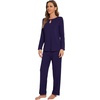image:imageWiWi Womens Pajamas Set Soft Long Sleeve Tops and Pants Viscose from Bamboo Sleepwear Lightweight Pj Loungewear SXXLCnavy