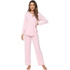 image:imageWiWi Womens Pajamas Set Soft Long Sleeve Tops and Pants Viscose from Bamboo Sleepwear Lightweight Pj Loungewear SXXLCpink