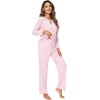 image:imageWiWi Womens Pajamas Set Soft Long Sleeve Tops and Pants Viscose from Bamboo Sleepwear Lightweight Pj Loungewear SXXLCpink