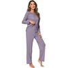 image:imageWiWi Womens Pajamas Set Soft Long Sleeve Tops and Pants Viscose from Bamboo Sleepwear Lightweight Pj Loungewear SXXLCviolet