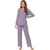 image:imageWiWi Womens Pajamas Set Soft Long Sleeve Tops and Pants Viscose from Bamboo Sleepwear Lightweight Pj Loungewear SXXLCviolet