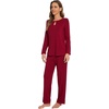 image:imageWiWi Womens Pajamas Set Soft Long Sleeve Tops and Pants Viscose from Bamboo Sleepwear Lightweight Pj Loungewear SXXLCwine Red