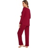 image:imageWiWi Womens Pajamas Set Soft Long Sleeve Tops and Pants Viscose from Bamboo Sleepwear Lightweight Pj Loungewear SXXLCwine Red