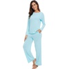 image:imageWiWi Womens Pajamas Set Soft Long Sleeve Tops and Pants Viscose from Bamboo Sleepwear Lightweight Pj Loungewear SXXLDaqua