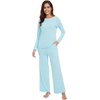 image:imageWiWi Womens Pajamas Set Soft Long Sleeve Tops and Pants Viscose from Bamboo Sleepwear Lightweight Pj Loungewear SXXLDaqua