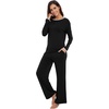 image:imageWiWi Womens Pajamas Set Soft Long Sleeve Tops and Pants Viscose from Bamboo Sleepwear Lightweight Pj Loungewear SXXLDblack