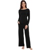 image:imageWiWi Womens Pajamas Set Soft Long Sleeve Tops and Pants Viscose from Bamboo Sleepwear Lightweight Pj Loungewear SXXLDblack