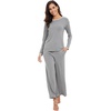 image:imageWiWi Womens Pajamas Set Soft Long Sleeve Tops and Pants Viscose from Bamboo Sleepwear Lightweight Pj Loungewear SXXLDheather Grey
