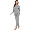 image:imageWiWi Womens Pajamas Set Soft Long Sleeve Tops and Pants Viscose from Bamboo Sleepwear Lightweight Pj Loungewear SXXLDheather Grey