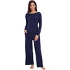 image:imageWiWi Womens Pajamas Set Soft Long Sleeve Tops and Pants Viscose from Bamboo Sleepwear Lightweight Pj Loungewear SXXLDnavy