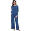 image:imageWiWi Womens Pajamas Set Soft Long Sleeve Tops and Pants Viscose from Bamboo Sleepwear Lightweight Pj Loungewear SXXLDprussian Blue