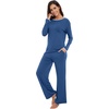 image:imageWiWi Womens Pajamas Set Soft Long Sleeve Tops and Pants Viscose from Bamboo Sleepwear Lightweight Pj Loungewear SXXLDprussian Blue