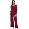 image:imageWiWi Womens Pajamas Set Soft Long Sleeve Tops and Pants Viscose from Bamboo Sleepwear Lightweight Pj Loungewear SXXLDwine