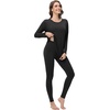image:imageWiWi Womens Pajamas Set Super Soft Lounge Set Viscose from Bamboo Sleepwear Cooling Long Sleeve Top Leggings Pjs SXXLBlack